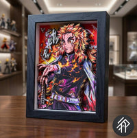 Cadre Paper Paint Art Handmade de Demon Slayer Rengoku - Shadow Box 3D Demon Slayer - Livraison internationale