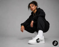 Custom "Forgive Them, Father" White Sneakers – Handcrafted Anime Art - Handmad - Sneakers Personnalisés