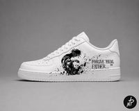 Custom "Forgive Them, Father" White Sneakers – Handcrafted Anime Art - Handmad - Sneakers Personnalisés