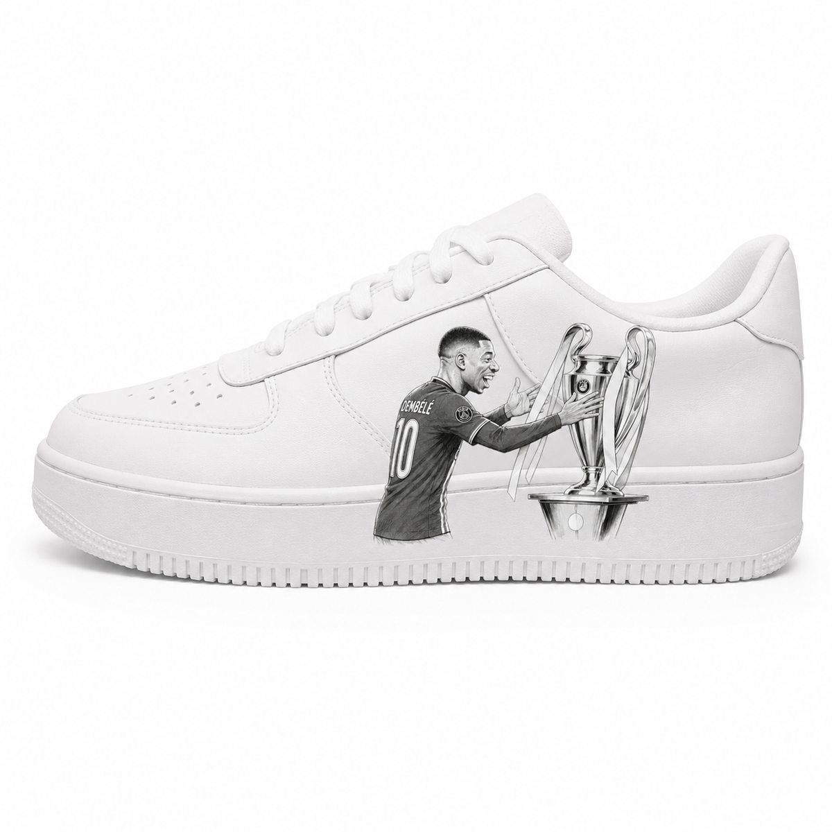 Sneakers Personnalisés B&W Manga Edition Limitée Dembele PSG - Art PSG Edition - UCL version 2 étoiles (Copie)