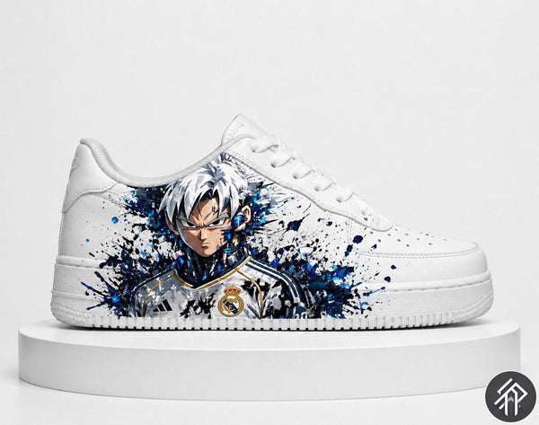 Sneakers Personnalisés Edition Limitée Unisexe Dragon Ball x Real Madrid - Goku Customized Anime Sneakers - Handmade - Real Madrid Edition